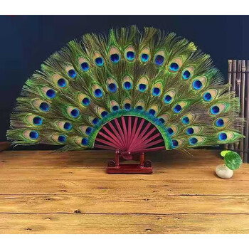 客厅动物蓝孔雀工艺品摆件生物开屏白孔雀标本模具孔雀羽毛扇饰品孔雀