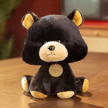 徕小熊摇头公仔毛绒玩具仿真动物摆件公司礼品黑熊30cm