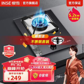 樱雪（INSE）燃气灶单灶大火力猛火煤气灶天然气液化气灶小型家用厨房台式嵌入式两用灶具Q2211 【精钢制造】天然气 (液化气20Y)