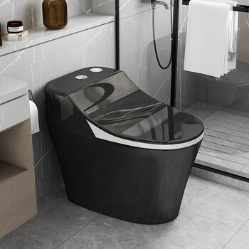 生态适用马桶坐便器现代黑白色抽水马桶家用坐便器恒温加热座圈虹吸式