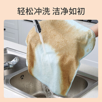 美丽雅厨房抹布40*40cm5片家用清洁擦灰布加大加厚擦玻璃镜面不易留痕