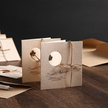 狮洛德 母亲节复古贺卡4张小卡片毕业礼物装饰卡高级感创意ins风生日邀请贺卡祝福留言卡含信封