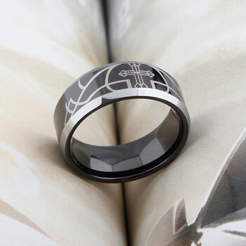 简弗戒指男潮嘻哈个性单身日韩黑色十字架食指指环钨金饰品ins网红款