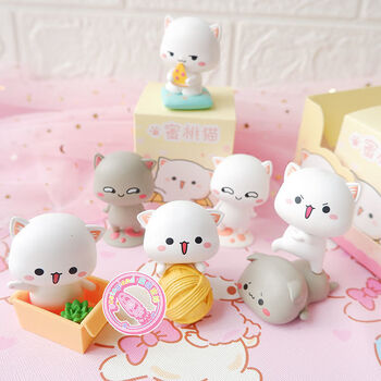 定制桃子猫盲盒全套让爱先行2女孩玩具一套可爱女生礼物桌面摆件 一代