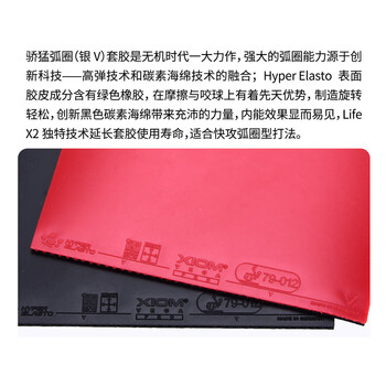XIOM骄猛 乒乓球胶皮反胶涩性套胶银V VEGA PRO 79-012 黑色MAX