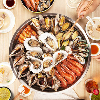 味库海鲜套餐组合亲子宝贝锅鲜活鲍鱼美味生蚝送礼 尝鲜款