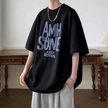 再说短袖男夏季宽松港风t恤男学生潮流衣服男装帅气运动半袖体恤衫cm