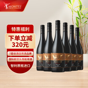 蒙特斯Montes家族珍藏系列红酒  智利原瓶进口黑皮诺干红葡萄酒 750ml*6整箱装