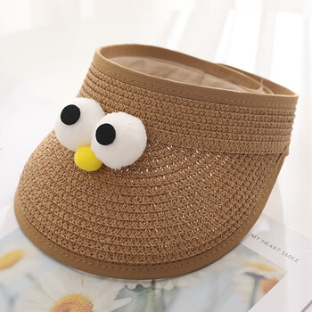 空顶帽遮阳帽儿童帽子夏男女宝宝草帽可爱萌太阳凉帽婴儿薄款帽 眼睛