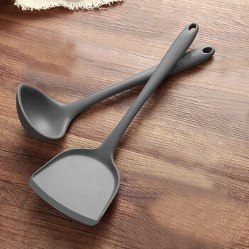硅胶铲汤勺不粘锅专用铲炒菜硅胶铲子耐高温硅胶锅铲铲勺套装灰色级