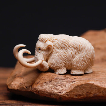 情冰猛犸象牙招财大象吉象摆件饰品牙雕萌物收藏工艺品送礼猛犸吉象