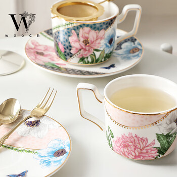 物取（WOOCH）繁花蝶舞咖啡杯碟套装高颜值精致下午茶商务乔迁结婚送礼