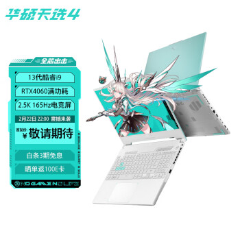 华硕（ASUS）天选4 13代英特尔酷睿i9 15.6英寸电竞游戏本 笔记本电脑(i9-13900H 16G 1T RTX4060 2.5K 165Hz P3广色域)青