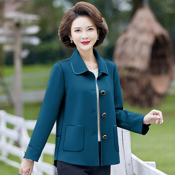 女士外套春秋50岁2022新款妈妈春装外套短款风衣40岁50时尚中老年女装