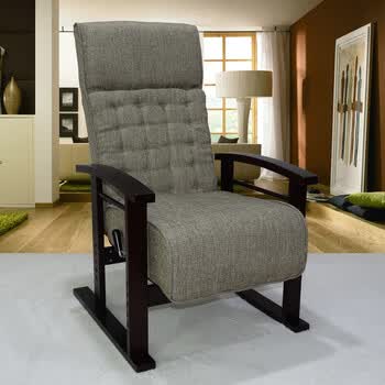 多功能老人沙发椅单人卧室阳台实木扶手休闲舒适懒人折叠靠背躺椅灰色