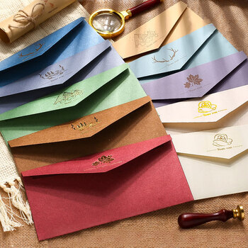 简繁10色混装复古信封信纸信笺纸精美古风明信片手写贺卡情人节生日礼物高级烫金表白情书邀请函