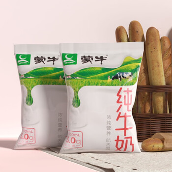 蒙牛纯牛奶200ml*16塑料袋装整箱生牛乳全脂乳学生儿童早餐奶 纯牛奶