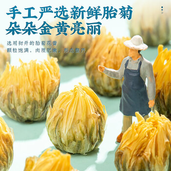 福茗源花草茶 桐乡胎菊花 菊花茶 优选特级品质白菊花蕾花茶叶袋装250g