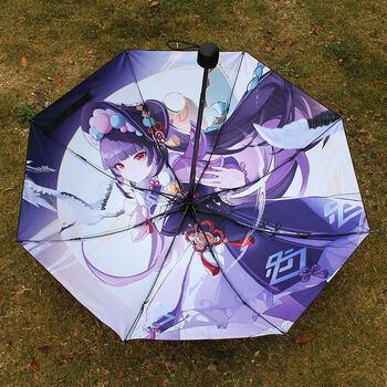 miku周边原神枫原万叶二次元动漫折叠晴雨伞 洛天依黑胶遮阳 云堇