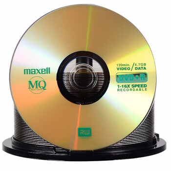 麦克赛尔（Maxell）DVD+R光盘 刻录盘 光碟 空白光盘 16速4.7G 办公系列 台产商务金盘桶装50片