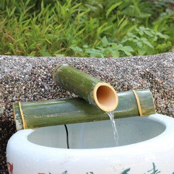 自制竹子流水器擺件魚缸養魚竹筒流水過濾器太陽能水循環自動底座長