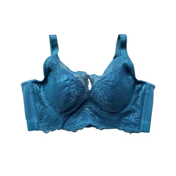 爱美莱无痕性感蕾丝文胸杯内负离子磁印点胸罩加宽侧比5205 蓝绿 75b