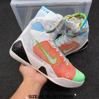 9代高帮篮球鞋 全掌 lunarlon泡棉实战缓震耐磨防滑运动鞋男纯原 多彩