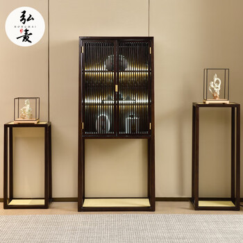 弘麦 实木酒柜墙边柜客厅2022新款带灯小新中式装饰柜白蜡木餐边储物