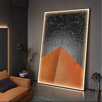抽象艺术led发光灯带几何玄关装饰画走廊过道挂画简约客厅落地画众袖