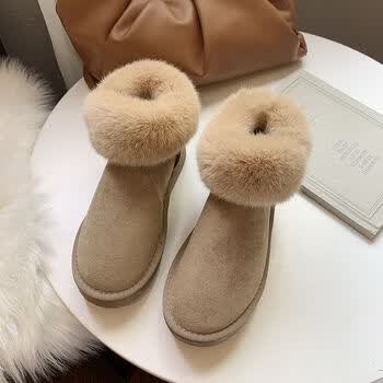 百丽东弋冬季女鞋雪地靴女皮毛一体雪地靴女2022新款皮毛一体韩版时尚