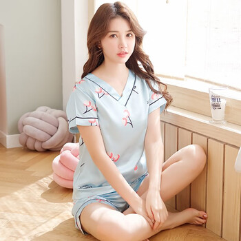 女士睡衣夏天冰丝薄款女生短袖两件套装女式睡裤居家服夏款可外穿女
