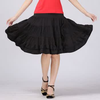 新款夏季广场舞服装舞蹈裙拉丁舞裙跳舞裙广场舞裙半身裙裙子 款一纯