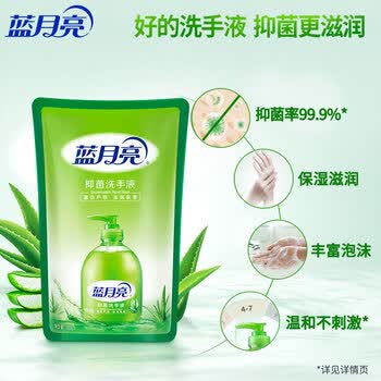 蓝月亮 洗手液泡沫丰富滋润保湿芦荟抑菌99.9%500g+洗手液补充装500g