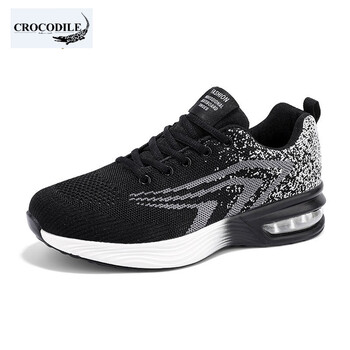鳄鱼恤crocodile品牌新款男鞋春秋款学生气垫鞋篮球休闲鞋男飞织透气