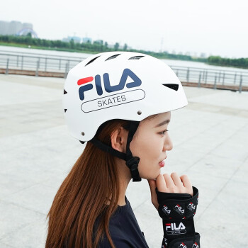 斐乐（FILA）专业滑板头盔可微调节尺码安全帽成人儿童通用安全头盔 白色 L码