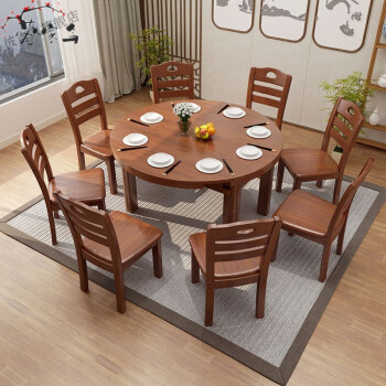 餐桌饭桌吃饭桌子实木餐桌椅组合伸缩折叠圆桌方桌子折叠家用1米5深