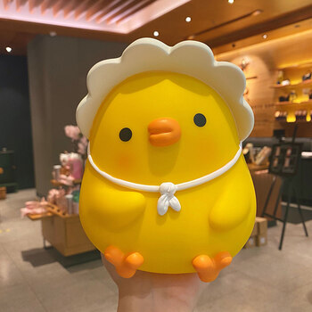 网红防摔创意储钱罐大容量儿童元气鸭黄色带帽款可存可取700多硬币