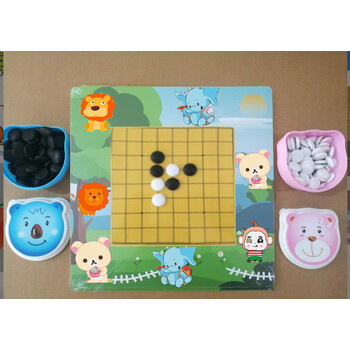 卡通围棋棋盘套装儿童启蒙围棋9路13路双面棋盘套装围棋子动物卡通