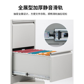 海艾珈卡箱档案柜铁皮柜FC挂劳柜文件柜A4办公资料柜二抽730*450*620mm