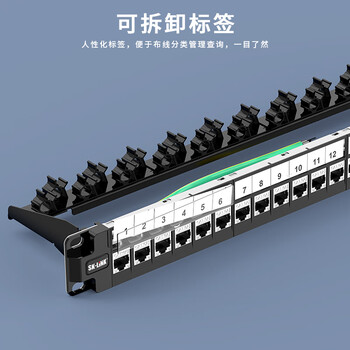 SK-LINK  超六类模块式配线架 24口免打机柜CAT6A万兆屏蔽模块式免压网络配线架机房理线槽 SK-P610MF-24
