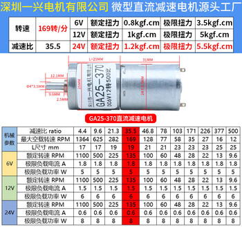 ga25-370微型有刷直流减速电机马达可调速大扭矩可正反转6v12v24v 169