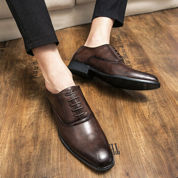 玺裴先生国潮新品皮鞋男士韩版潮流商务休闲小皮鞋英伦风正装尖头办公