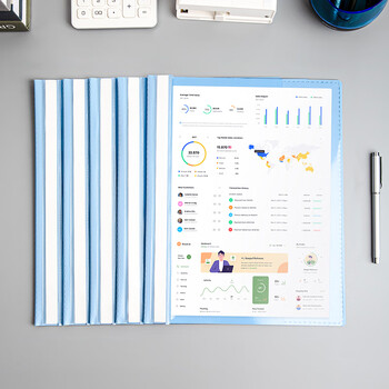 金得利5个A4装订文件夹报告夹整理夹活页环塑料装订条两孔打孔器简易文件装订夹条压条2孔活页扣蓝LW320