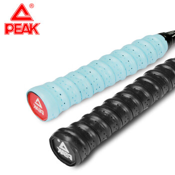 匹克（PEAK）吸汗透气羽毛球拍手胶舒适减震网球拍握把胶龙骨打孔防滑耐用吸汗带 两条装 黑/蓝 YY80102