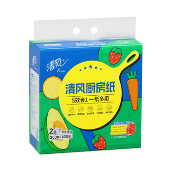 清风厨房用纸挂抽2层200抽*单包 可接触食品级懒人抹布 便捷悬挂式 清风厨房用纸挂抽2层200抽*单包 可接触食品级懒人抹布 便捷悬挂式