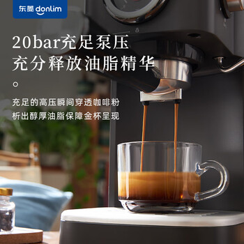 东菱东菱 咖啡机DL-6400 意式浓缩半自动咖啡机 温度可视蒸汽奶泡机 【小型钛金灰】20bar高压萃取