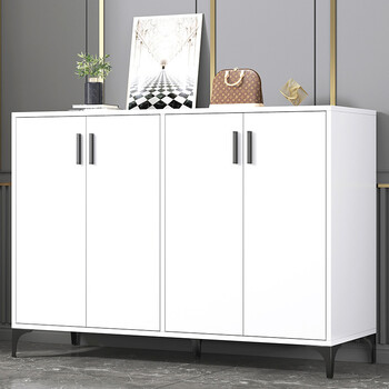 鞋柜进门入户家用门口大容量门厅玄关柜收纳北欧现代简约钢制脚四门款