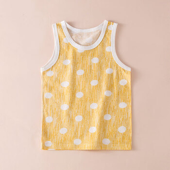 儿童背心夏季薄款纯棉无骨护肚小吊带男童女童打底衫小孩夏装上衣黄