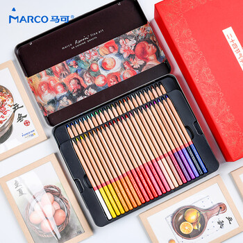 马可（MARCO）传统24节气定制48色油性彩色铅笔礼盒彩笔附国潮风画册男女生节日年货好礼