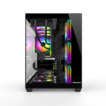 航嘉（Huntkey）S980龙卷风黑色全景版海景房机箱（钢化玻璃/左右分区/360水冷/10风扇位/ATX主板/40系显卡）
